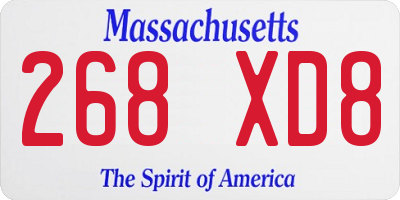 MA license plate 268XD8
