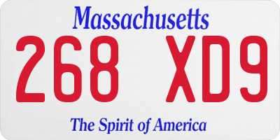MA license plate 268XD9