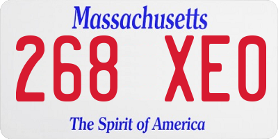 MA license plate 268XE0