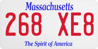 MA license plate 268XE8
