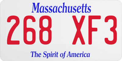 MA license plate 268XF3