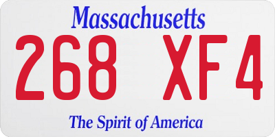 MA license plate 268XF4