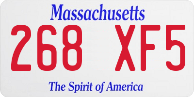 MA license plate 268XF5