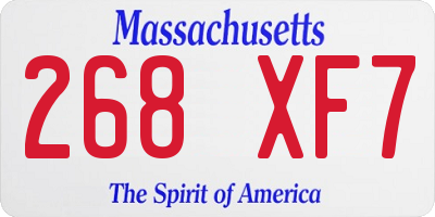 MA license plate 268XF7