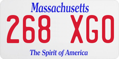 MA license plate 268XG0
