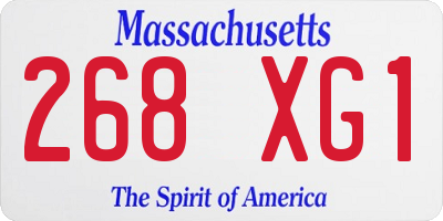 MA license plate 268XG1