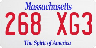 MA license plate 268XG3