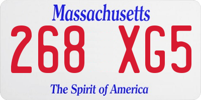 MA license plate 268XG5