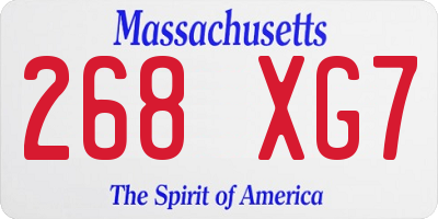 MA license plate 268XG7