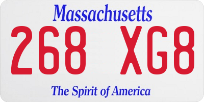 MA license plate 268XG8
