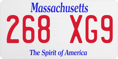 MA license plate 268XG9