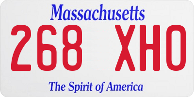 MA license plate 268XH0