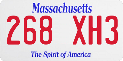 MA license plate 268XH3