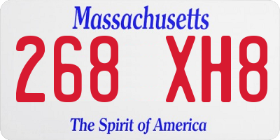MA license plate 268XH8
