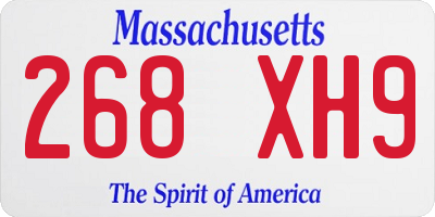 MA license plate 268XH9