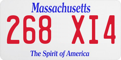 MA license plate 268XI4