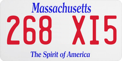 MA license plate 268XI5