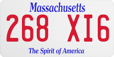 MA license plate 268XI6