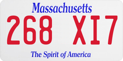 MA license plate 268XI7