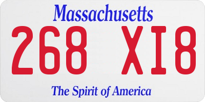 MA license plate 268XI8