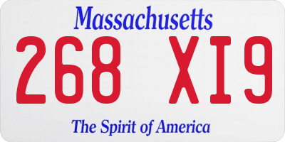 MA license plate 268XI9