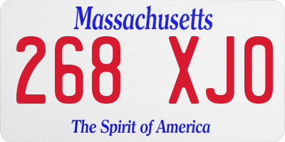 MA license plate 268XJ0
