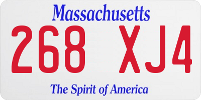 MA license plate 268XJ4