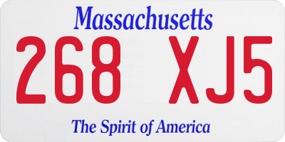 MA license plate 268XJ5
