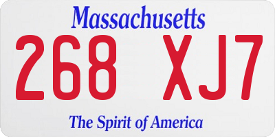 MA license plate 268XJ7