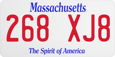 MA license plate 268XJ8