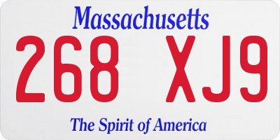 MA license plate 268XJ9