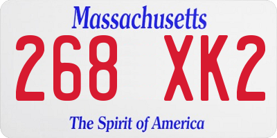 MA license plate 268XK2