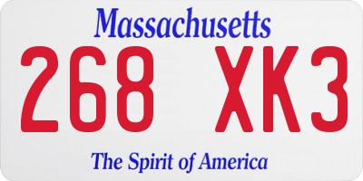 MA license plate 268XK3