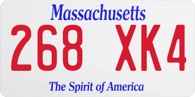 MA license plate 268XK4