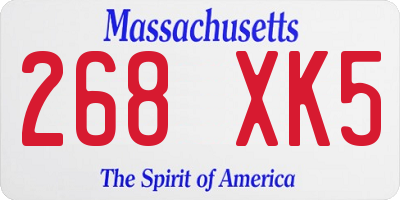 MA license plate 268XK5