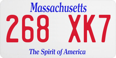MA license plate 268XK7