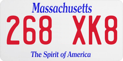MA license plate 268XK8