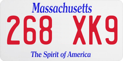 MA license plate 268XK9