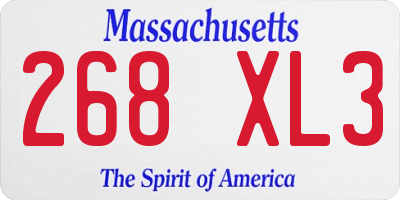 MA license plate 268XL3