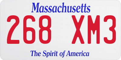MA license plate 268XM3