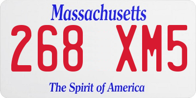 MA license plate 268XM5