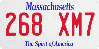 MA license plate 268XM7