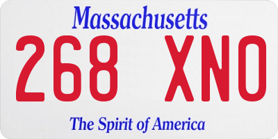 MA license plate 268XN0