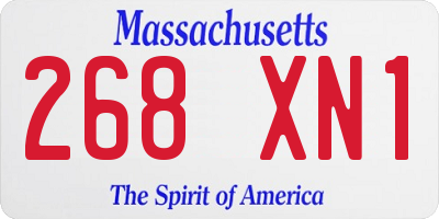 MA license plate 268XN1