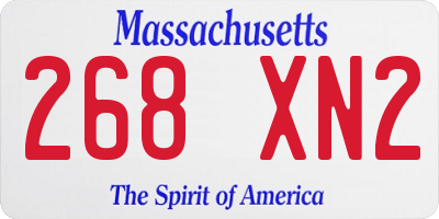 MA license plate 268XN2