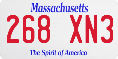 MA license plate 268XN3