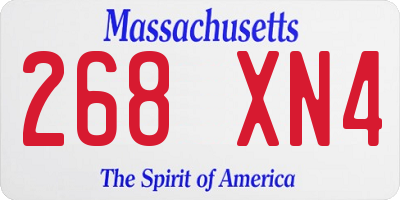 MA license plate 268XN4