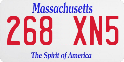 MA license plate 268XN5