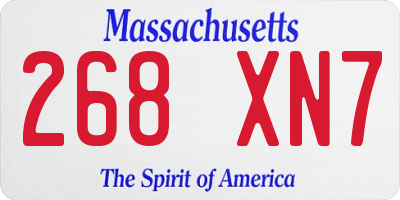 MA license plate 268XN7