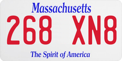 MA license plate 268XN8